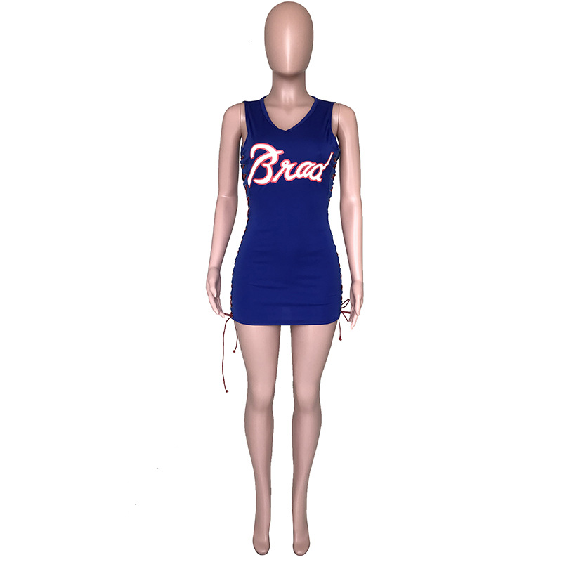 2021women new bodycon dress summer sleeveless lace up letter print short mini dress female casual dress dhr8009, Black;gray
2021women new bodycon dress summer sleeveless lace up letter print short mini dress female casual dress dhr8009, Black;gray