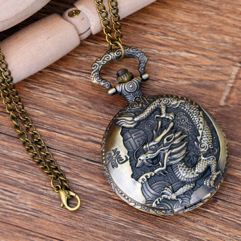 Vintage Large Bronze Thin Chain Embossed Chinese Style Nostalgic Retro Dragon Quartz Pocket Watch Factory Wholesale, Slivery;golden
Vintage Large Bronze Thin Chain Embossed Chinese Style Nostalgic Retro Dragon Quartz Pocket Watch Factory Wholesale, Slivery;golden