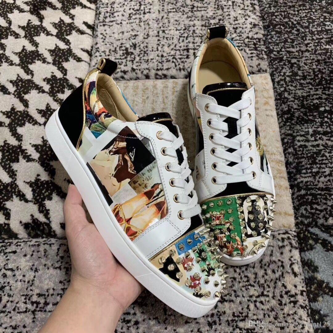 Top Quality Graffiti Patent Leather Junior Spikes Sneakers Slip On Men's Red Bottom Shoes Luxury Brands De BhE Size 5 14 LOUBOUTIN CHRISTIAN, Blue
Top Quality Graffiti Patent Leather Junior Spikes Sneakers Slip On Men's Red Bottom Shoes Luxury Brands De BhE Size 5 14 LOUBOUTIN CHRISTIAN, Blue