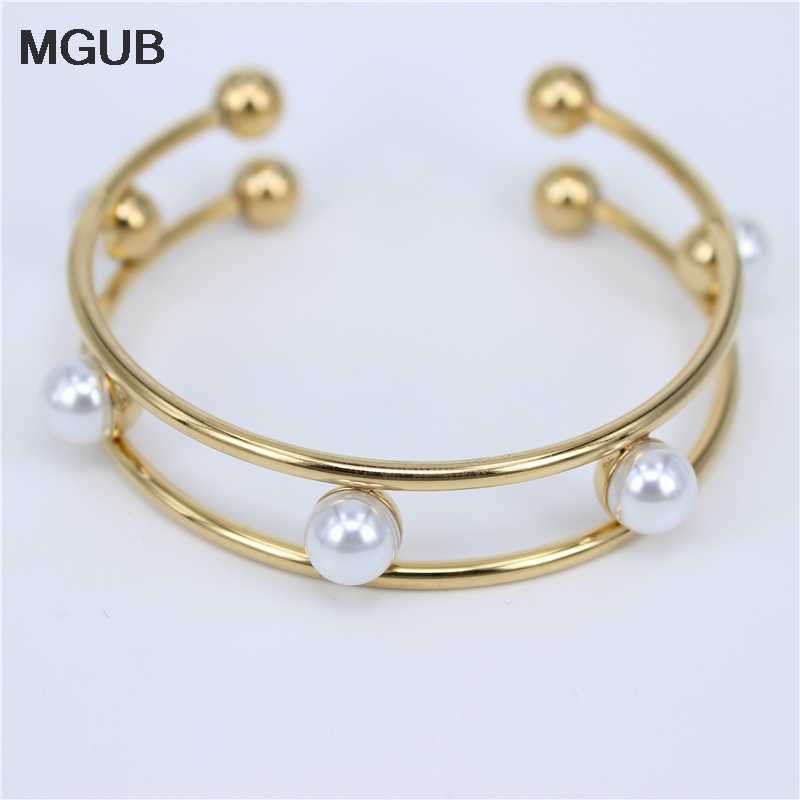 Fashion Open Cuff Bangle Bracelet for Women Stainless Steel Imitation Pearls Bangles Gift for Girl Lh764 Q0717
Fashion Open Cuff Bangle Bracelet for Women Stainless Steel Imitation Pearls Bangles Gift for Girl Lh764 Q0717