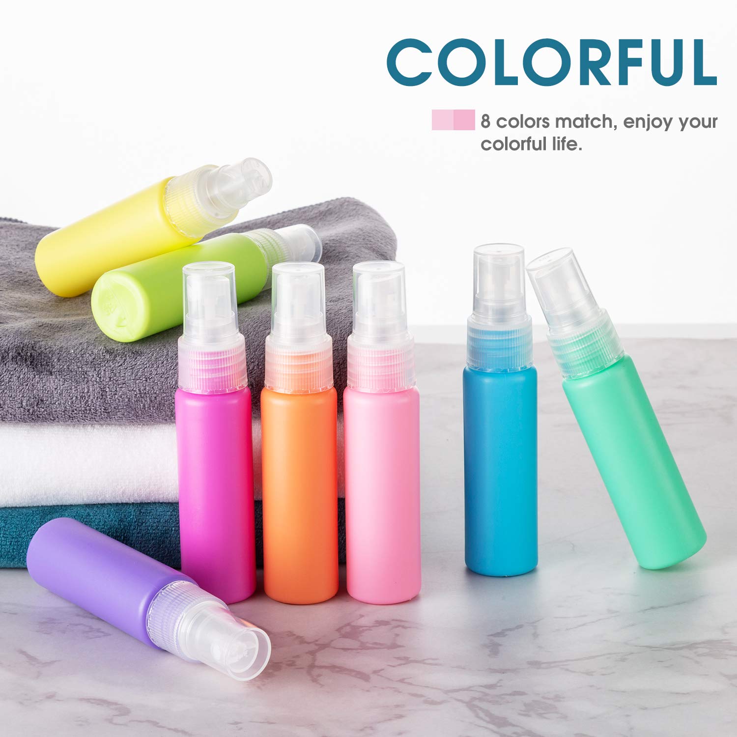 30ml 1oz Colorful PET Plastic Spray Bottles with Clear Atomizer Pump Sprayer, Fine Mist Travel Size Reusable Liquid Cosmetic RRD7324 Free shipping