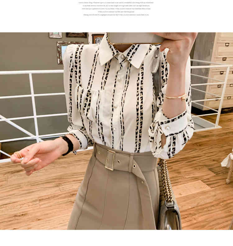 Elegant Spring Office Lady 2 Piece Set Women chiffon long sleeve shirt + Bodycon Slim Midi skirts Fashion Vestido Suits 210519