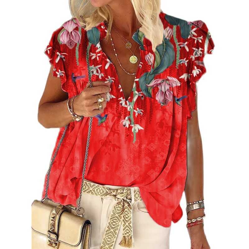 Summer Floral Print Tshirts Women Casual Loose V Neck Ruffle Short Sleeve Plus Size T-Shirts Female Stitching Pullover Tops 210526, Purple
Summer Floral Print Tshirts Women Casual Loose V Neck Ruffle Short Sleeve Plus Size T-Shirts Female Stitching Pullover Tops 210526, Purple