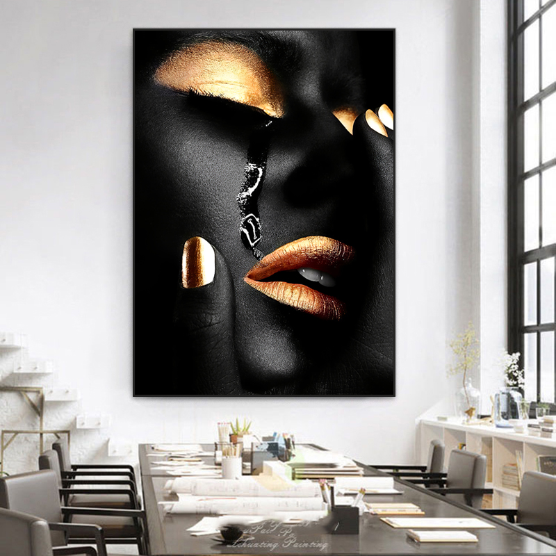 Crying Black Woman Canvas Painting Posters and Prints Modern Home Decor Canvas Wall Art Decoration Pictures Room Wall Painting