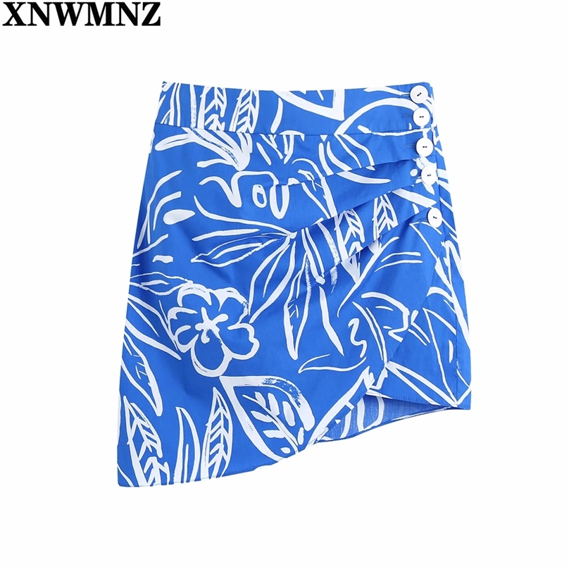 Women Vintage Pleats Design Floral Hem Irregular Skirt Faldas Mujer Female Side Zipper Buttons Mini printed draped skirt 210520, Blue
Women Vintage Pleats Design Floral Hem Irregular Skirt Faldas Mujer Female Side Zipper Buttons Mini printed draped skirt 210520, Blue