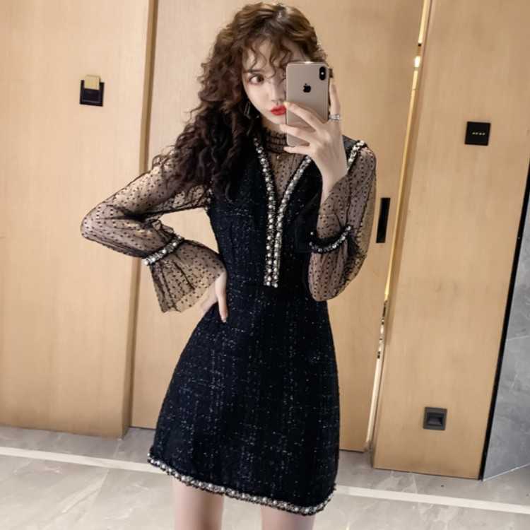 Autumn Women' Two-piece Set Lace Bottoming Shirt + Ladies Tweed Beaded V-Neck Vest A-line Dresses 210526, Picture color
Autumn Women' Two-piece Set Lace Bottoming Shirt + Ladies Tweed Beaded V-Neck Vest A-line Dresses 210526, Picture color