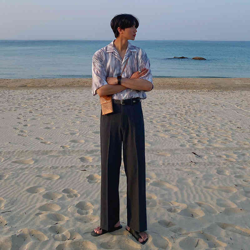 IEFB summer suit pants men's thin Korean fashion loose casual trousers wide leg pants straight business pants 210524