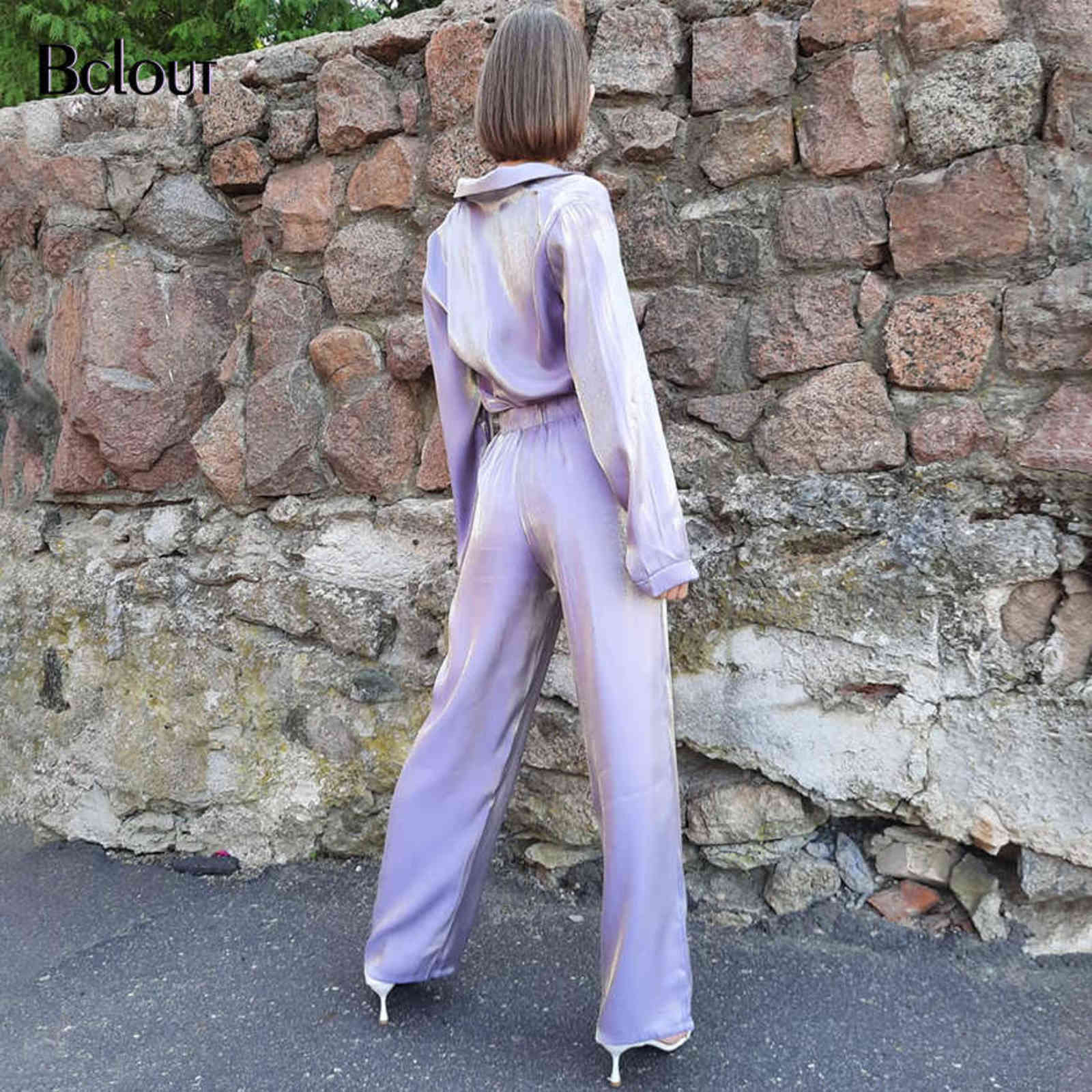 Bclout Green Vintage Two Piece Sets Women Autumn Of Elegant Woman Long Sleeve Top And High Waist Pants 2 Set Female 211105