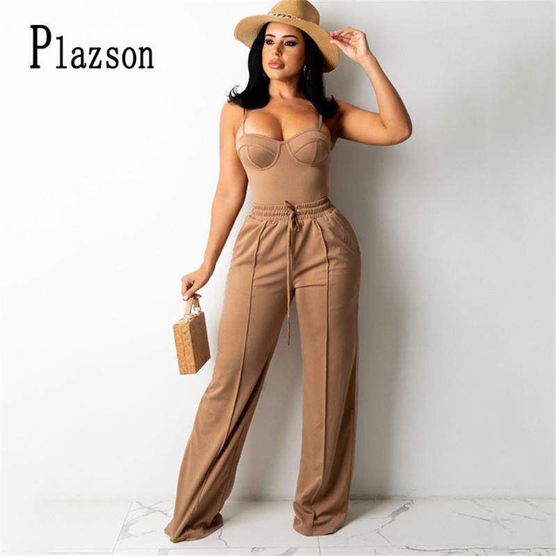Women' Two Piece Pants Plazson Solid Pieces Set For Women Summer Strap Crop Tops And High Elastic Waist Wide Leg Pant Matching Casual Outfi, V06-1345luose
Women' Two Piece Pants Plazson Solid Pieces Set For Women Summer Strap Crop Tops And High Elastic Waist Wide Leg Pant Matching Casual Outfi, V06-1345luose