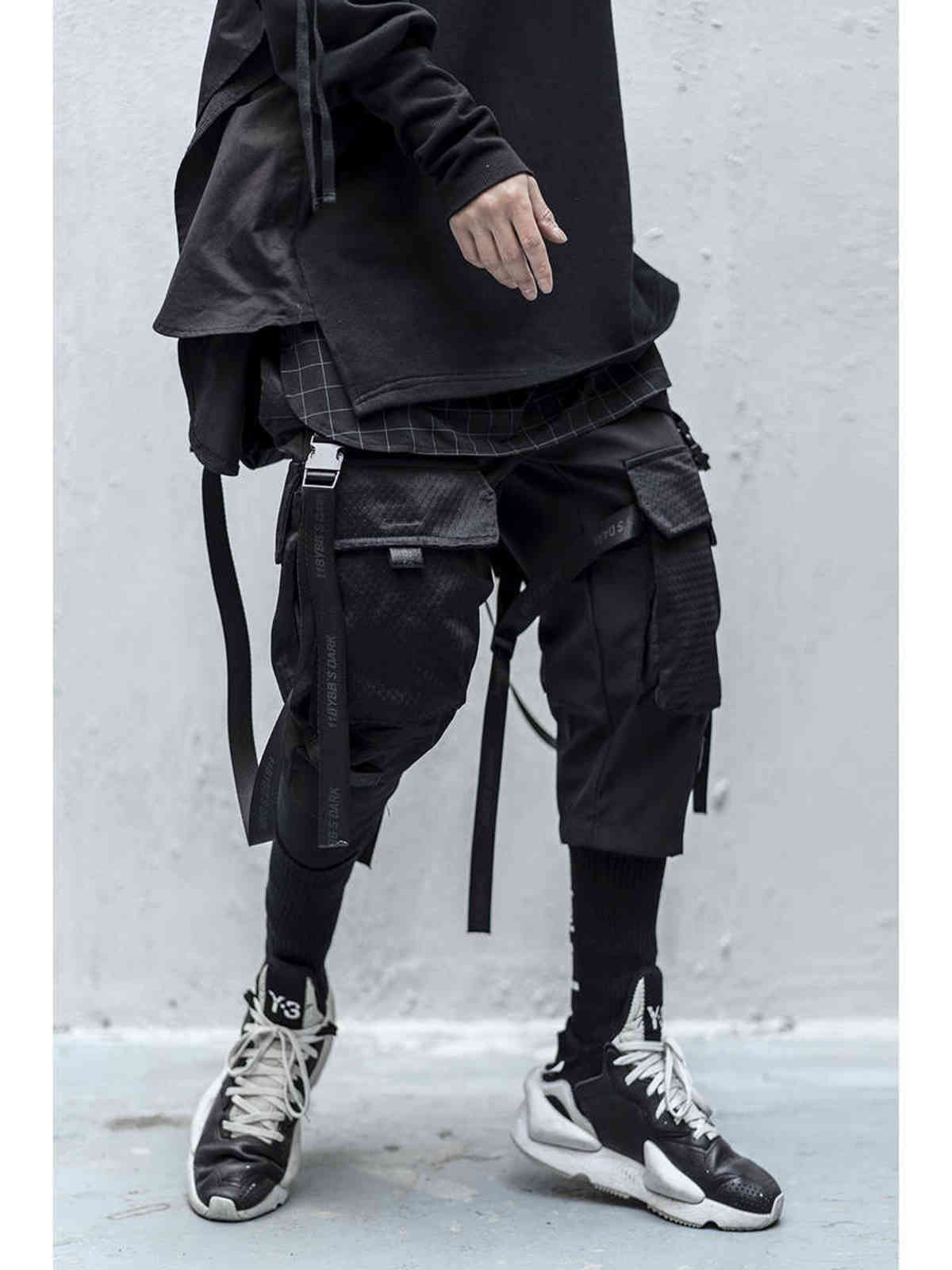 Techwear Cargo Pants Men Black Japanese Streetwear Jogger 211112