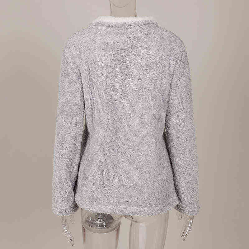 Fleece Thicken Turtleneck Women's Sweatshirts Autumn Zipper Long Sleeve Female Pullovers Winter Casual Warm Ladies Sweatshirt 211109