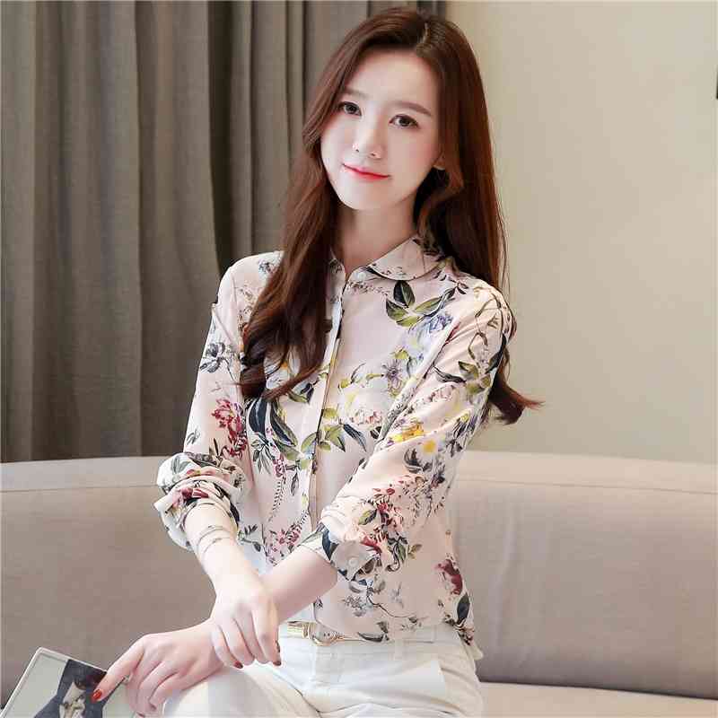 Arrival Long Sleeve Print Shirt Vintage Office Lady Tops Fashion Silk Blouse Women Plus Size Elegant 8183 50 210506