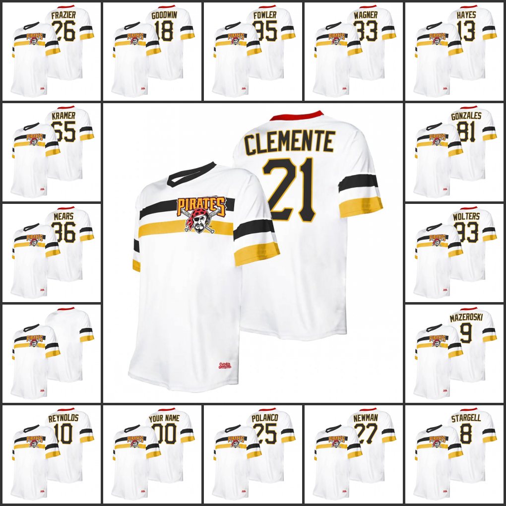PittsburghPirates Men Women Youth #21 Roberto Clemente 8 Willie Stargell 10 Bryan Reynolds Custom White Cooperstown Collection V-Neck Jersey
PittsburghPirates Men Women Youth #21 Roberto Clemente 8 Willie Stargell 10 Bryan Reynolds Custom White Cooperstown Collection V-Neck Jersey