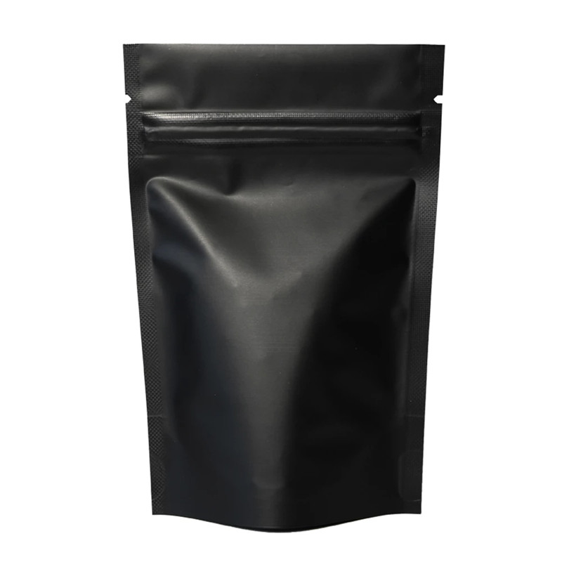 Heat Seal Zipper Package Bags Aluminum Foil Mylar Tear Notch Matte Black Stand Up Bag Wholesale LX3649