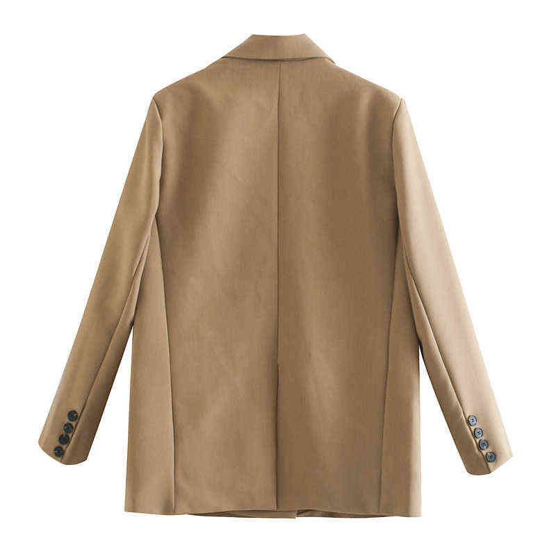 TOPPIES Womens Long Blazer Double Breasted Suit Jacket Loose Oversize Coat Solid Color Formal 211122