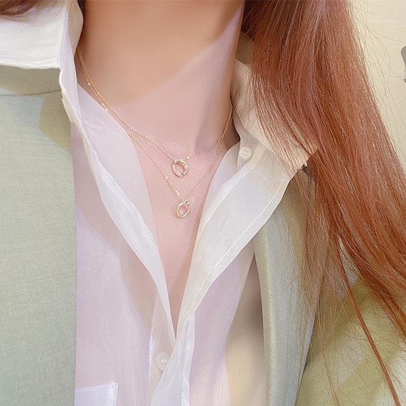 Pendant Necklaces Exquisite Gold Plated Chain Necklace Shining Zircon Inlaid Circle Double Layered Clavicle Wedding Jewelry
Pendant Necklaces Exquisite Gold Plated Chain Necklace Shining Zircon Inlaid Circle Double Layered Clavicle Wedding Jewelry