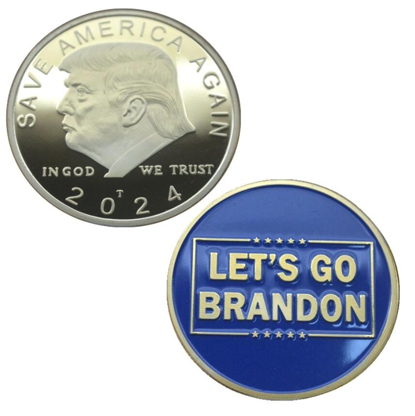 

President of America Donald Trump 2024 Souvenir Coin Save Again Let's Go Brandon Supporters Challenge Coin Gold Plated Coins