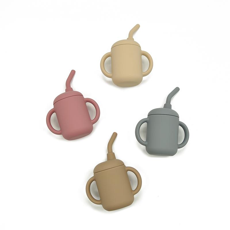 Baby Silicone Sippy Cup with Lid Straw Eco Friendly Food Silicone Portable No overflow Kids Toddlers Training Cup Baby Feeding Accessories