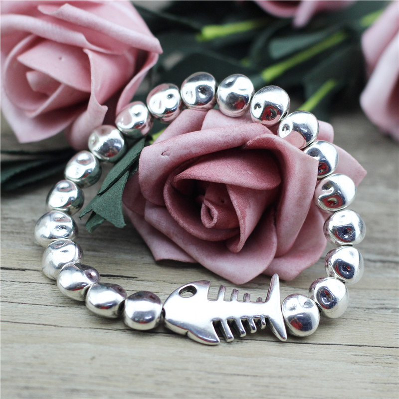 Anslow New Arrivals Original Design Fish Bones Wrap Charm Adjustable Metal Chamrs Bracelets Female Bracelets Hand Decorative