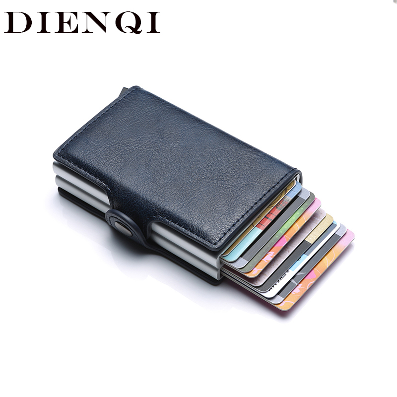 

Rfid Blocking Protection Men id Credit Card Holder Wallet Leather Metal Aluminum Business Bank Card Case CreditCard Cardholder