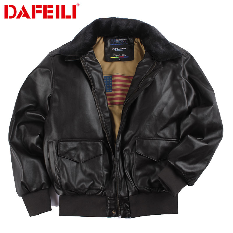 Vintage U.S. Air Army Men's Bomber Jacket Leather Zipper Locomotive Fur Collar Winter Jacket Coats, Brown
Vintage U.S. Air Army Men's Bomber Jacket Leather Zipper Locomotive Fur Collar Winter Jacket Coats, Brown