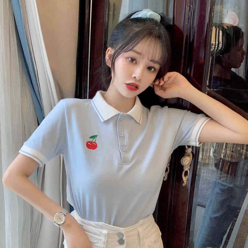 Lucyever Sweet Cute printing cherry t-shirts ladies summer fashion button turndown colla women Tops Korean casual shirts woman 210521, Pink
Lucyever Sweet Cute printing cherry t-shirts ladies summer fashion button turndown colla women Tops Korean casual shirts woman 210521, Pink