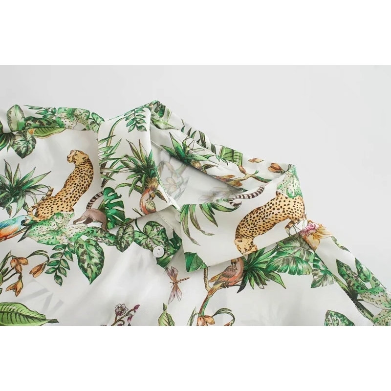 vintage female long shirts summer boho notched collar women fashion ladies animal blouse button girls shirt 210430
