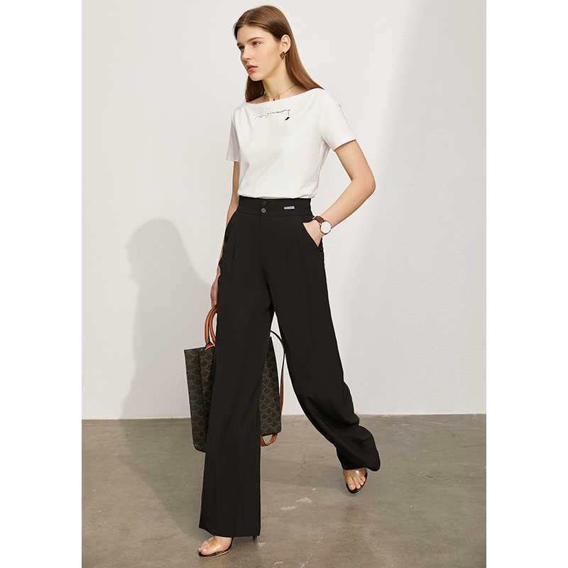 Minimalism Spring Women's Pants Offical Lady Solid High Waist Loose Female Suit Causal 1217 210527