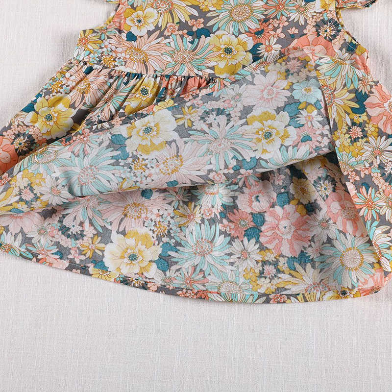 Korean Japan Style Baby Girls Clothing Sets Dress Tops+ PP Shorts Summer Cotton Flower Short sleeve Clothes Suit 210804