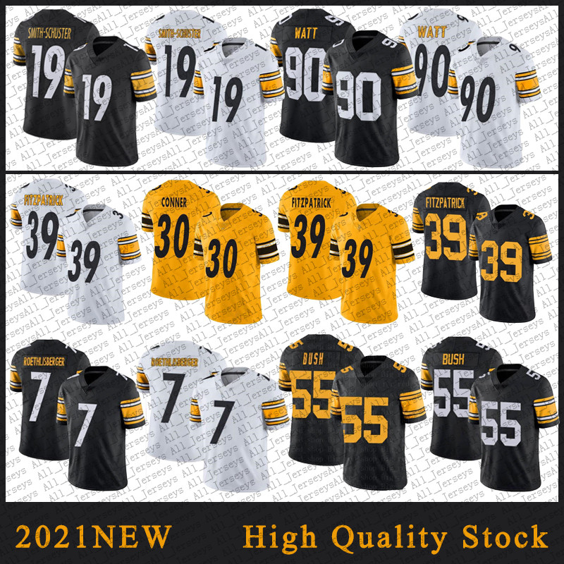 22 Najee Harris 7 Ben Roethlisberger Mens Football Jerseys 90 T.J. Watt 19 JuJu Smith-Schuster 39 Minkah Fitzpatrick 55 Devin Bush high qual, Black;red