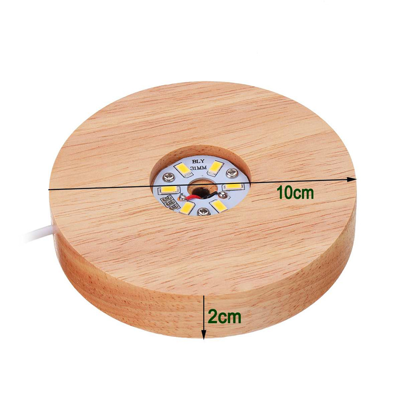 Wooden LED Display Stand 3D Night Light Base Round Bases Holder Colorful Gradient Lights holders For Crystals Glass Ball 5V USB