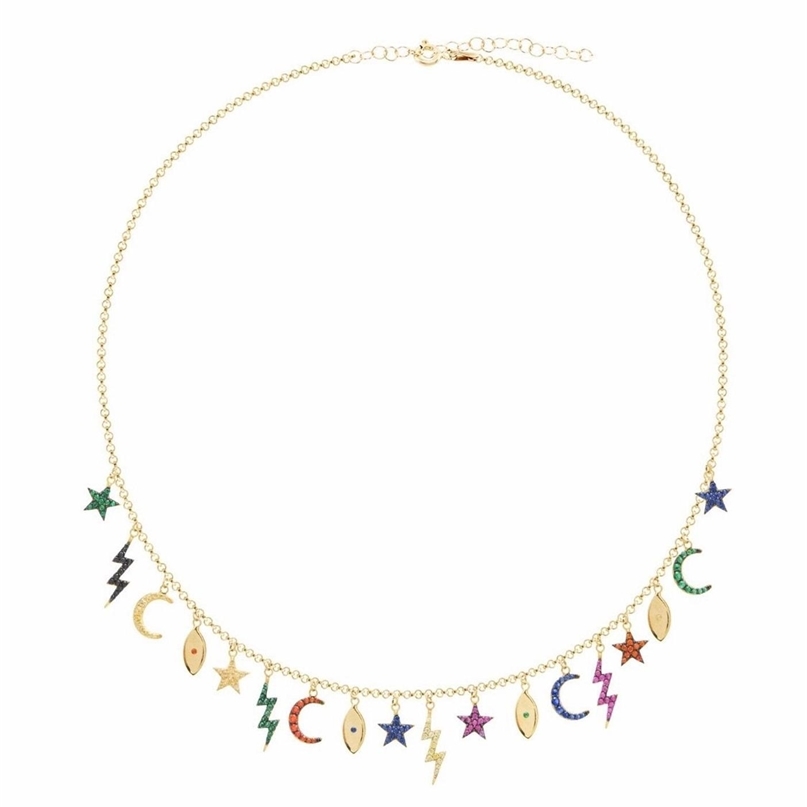 35+10cm choker women Necklace Lover's Gold Color Moon & Star eye lightning Pendant Engagement Jewelry 210721
35+10cm choker women Necklace Lover's Gold Color Moon & Star eye lightning Pendant Engagement Jewelry 210721