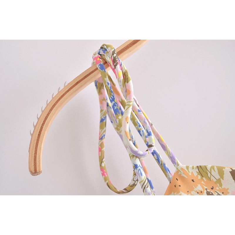 Holiday Summer Colored Floral Print Sling Dress Sexy Hem Slit A-line Adjust Spaghetti Strap Chiffon Long 210429