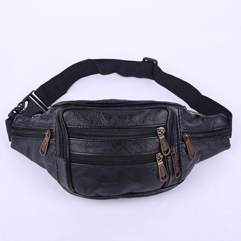 Fashion Men Vintage Leather Waist Bag Cell Phone Holder Belt Fanny Pack Purse Wallet Bags