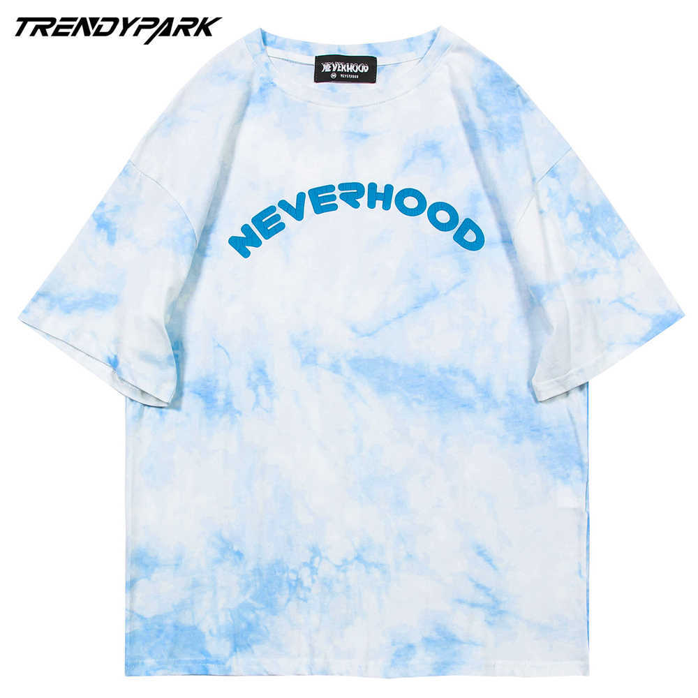 Men's Streetwear Tees Shirts Tie-dye Punk Rock Hip Hop Short Sleeve Tshirts Fashion Casual Cotton Mens Harajuku Oversize Tops 210601