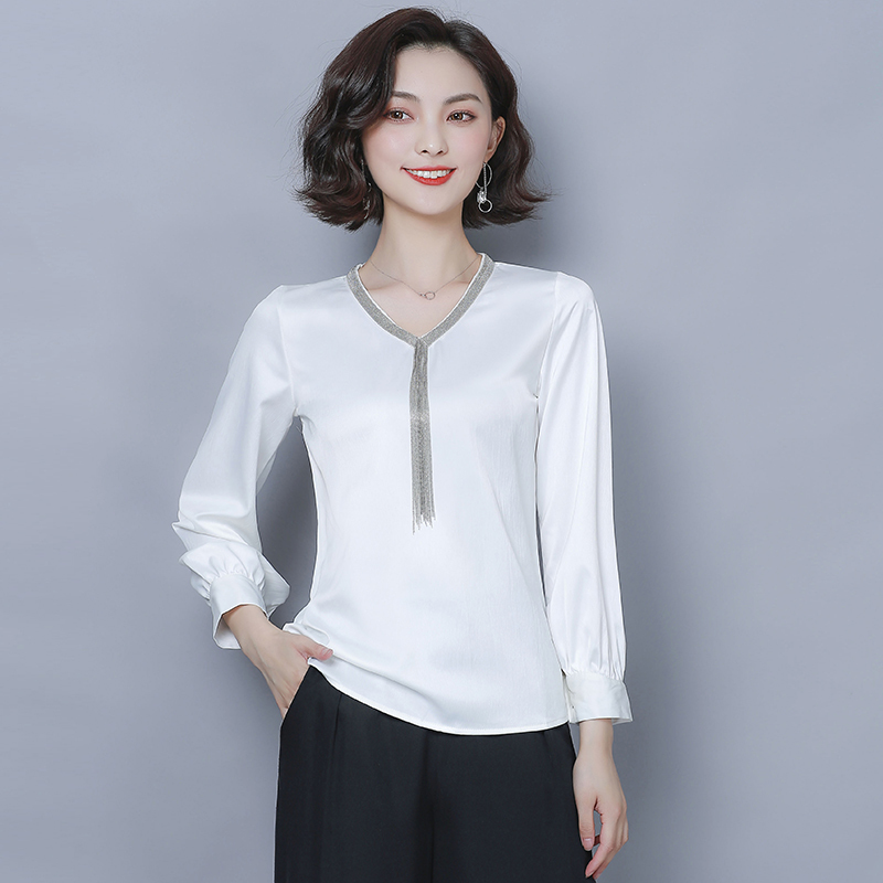 women blouse Tassel Shirt Women's Fashion Temperament Long Sleeve Slim Chiffon chemisier femme 6701 50 210427