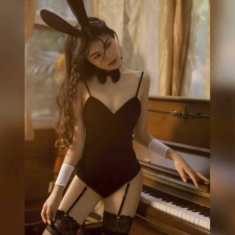 Sexy Cosplay Bunny Girl Rabbit Tail Costume Bunnygirl Roleplay Uniform Erotic Lingerie Anime Costumes Bodysuit DDLG Sexi Women Y0913