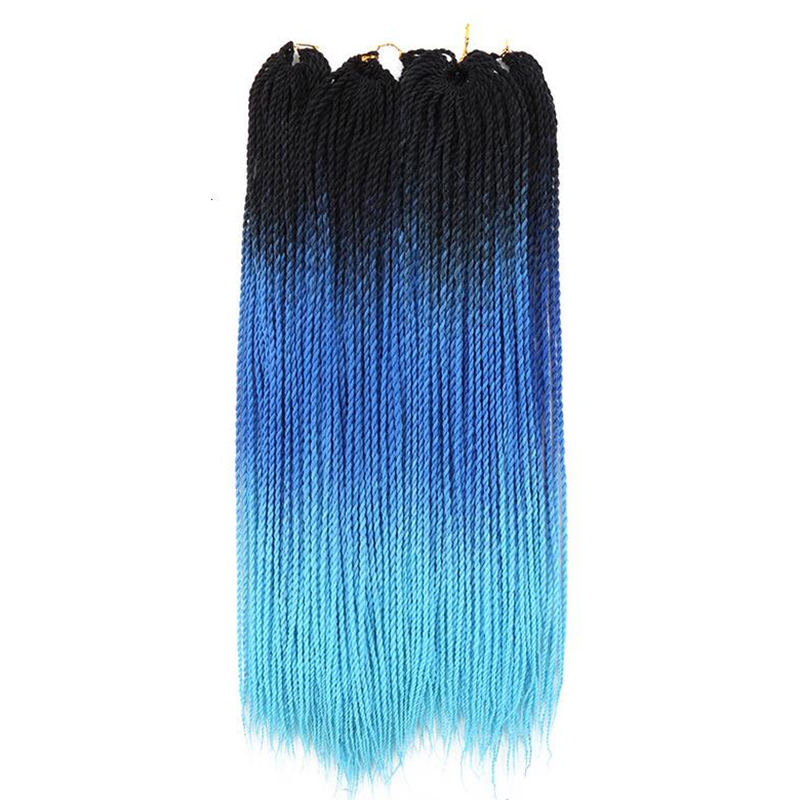 22 Inch Synthetic Hair Extensions Color Gradient Two Strand Braids 3 Colors Gradients Twos Strands Dirty Braidss Hair Crochet Wig WH0524