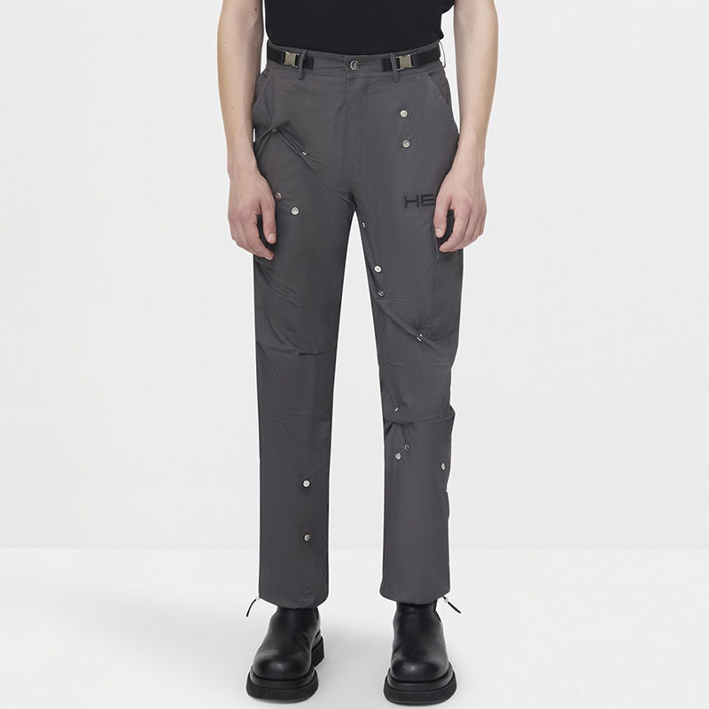 Men and women unisex 21SS heliot emil summer street tooling function metal button straight pants trousers, Gray
Men and women unisex 21SS heliot emil summer street tooling function metal button straight pants trousers, Gray