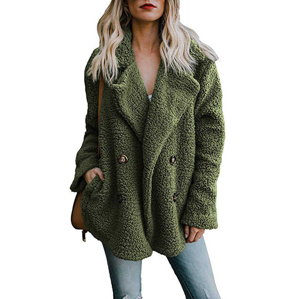 Women Autumn Winter Teddy Coat Casual Oversized Soft Fluffy Fleece Jackets Overcoat Female Warm Faux Fur Coat Outwear 211019