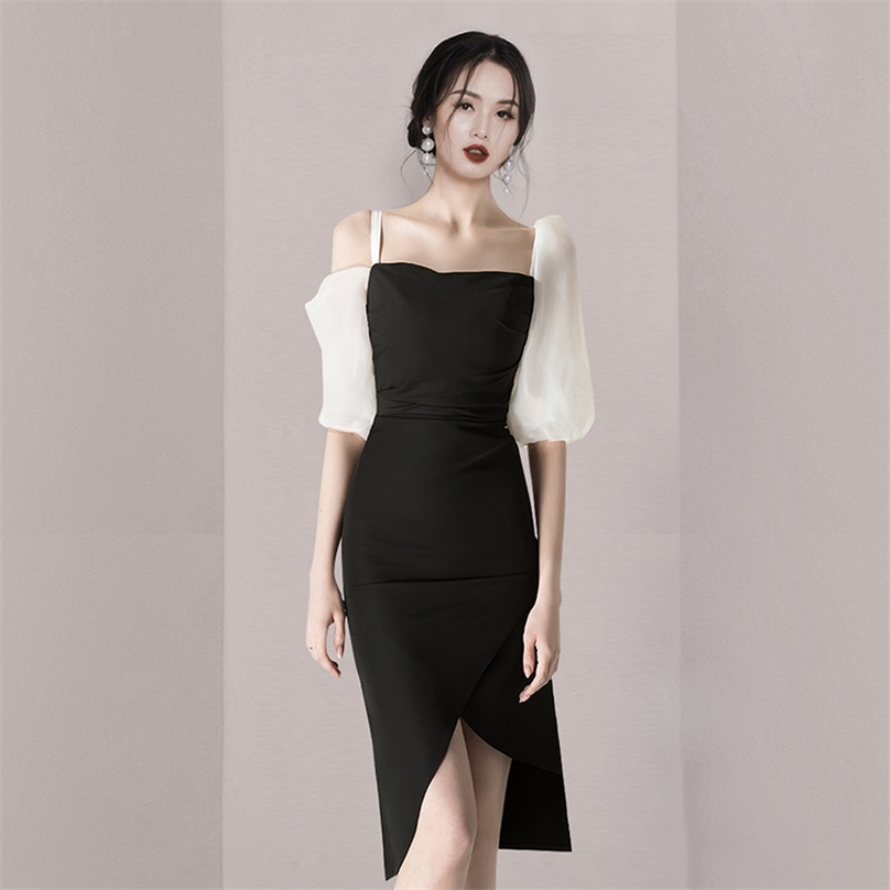 korean spring and simmer style bubble sleeve fashion thin sexy chest wrapping irregularity office party for women dresses 210602, Black
korean spring and simmer style bubble sleeve fashion thin sexy chest wrapping irregularity office party for women dresses 210602, Black