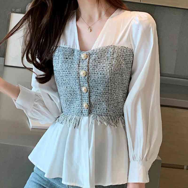 blusas mujer de moda blouse women long sleeve women blouses v-neck white blouse blusa c518
blusas mujer de moda blouse women long sleeve women blouses v-neck white blouse blusa c518