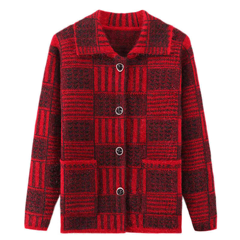Women's Sweaters Middle aged and old large sweaters, long sleeve cardigans in autumn winter, warm Plaid informal 4XL, Caramel
Women's Sweaters Middle aged and old large sweaters, long sleeve cardigans in autumn winter, warm Plaid informal 4XL, Caramel