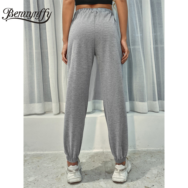 Autumn Winter High Waist Cargo Pants Multiple Pockets Sweatpants Women Sports Casual Solid Elastic 210510
