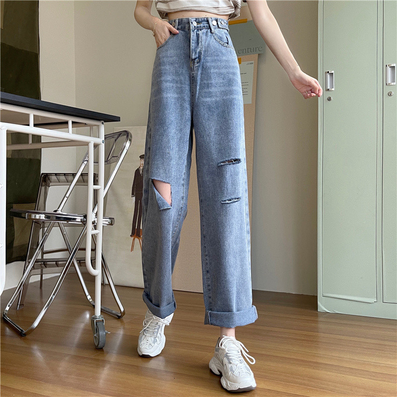 women's jeans female jeans torn waist high-legged broad-legged clothes denim vintage streetwear quality fashion harajuku slacks straigh, Blue
women's jeans female jeans torn waist high-legged broad-legged clothes denim vintage streetwear quality fashion harajuku slacks straigh, Blue