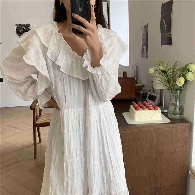French Retro Pleated Dress Solid Ruffled Elegant Gentle Full Sleeves All Match Long Female Women Streetwear 210525, White
French Retro Pleated Dress Solid Ruffled Elegant Gentle Full Sleeves All Match Long Female Women Streetwear 210525, White