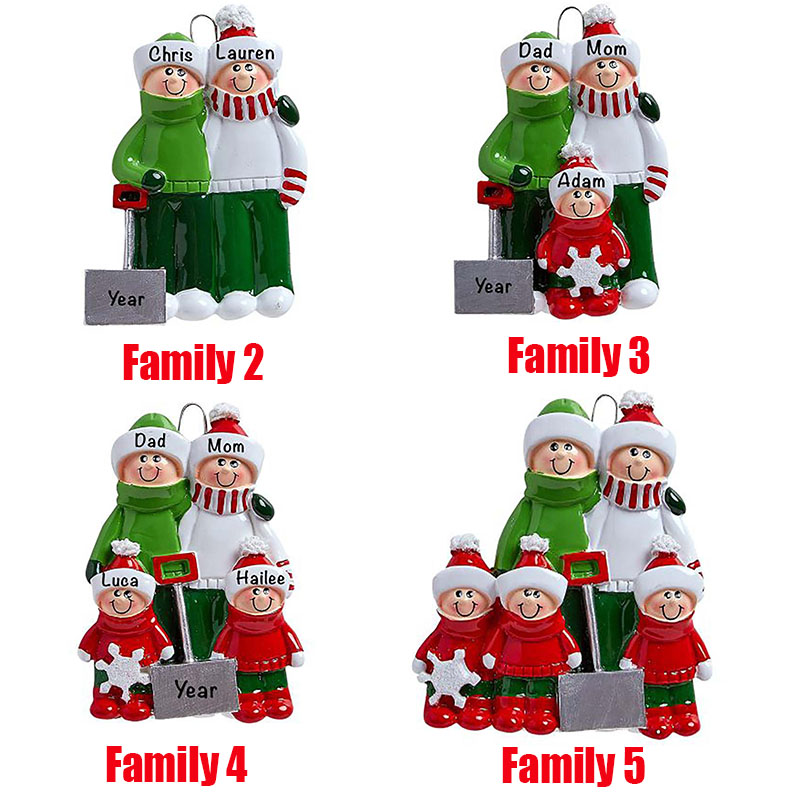 New Christmas Personalized Ornaments Survivor Quarantine Family 2 3 4 5 6 Mask Snowman Hand Sanitized Xmas Decorating Creative Pendant Toys Free shipp