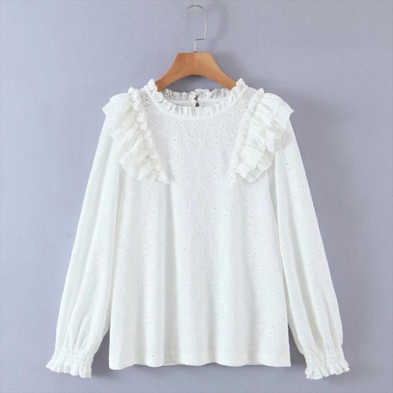 spring cascading ruffle jacquard white women blouses o neck long sleeve casual lady loose blusas s8660
spring cascading ruffle jacquard white women blouses o neck long sleeve casual lady loose blusas s8660
