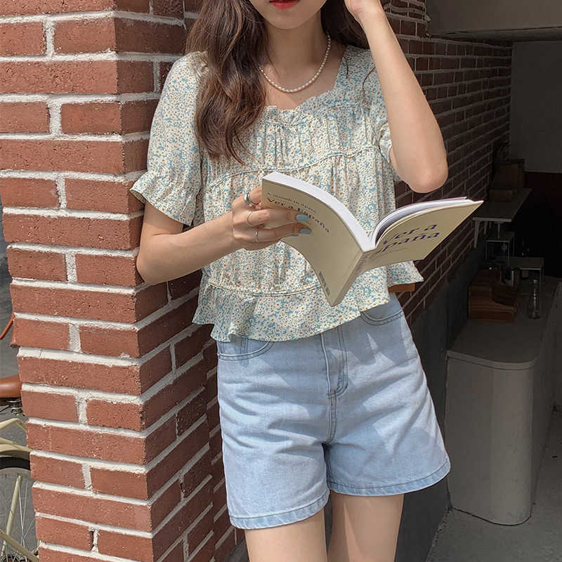 Floral Bohemia Blouses for Women French Style Chiffon Sweet Fresh Shirts Female Elegant Korean All-match Woman Tops 210525