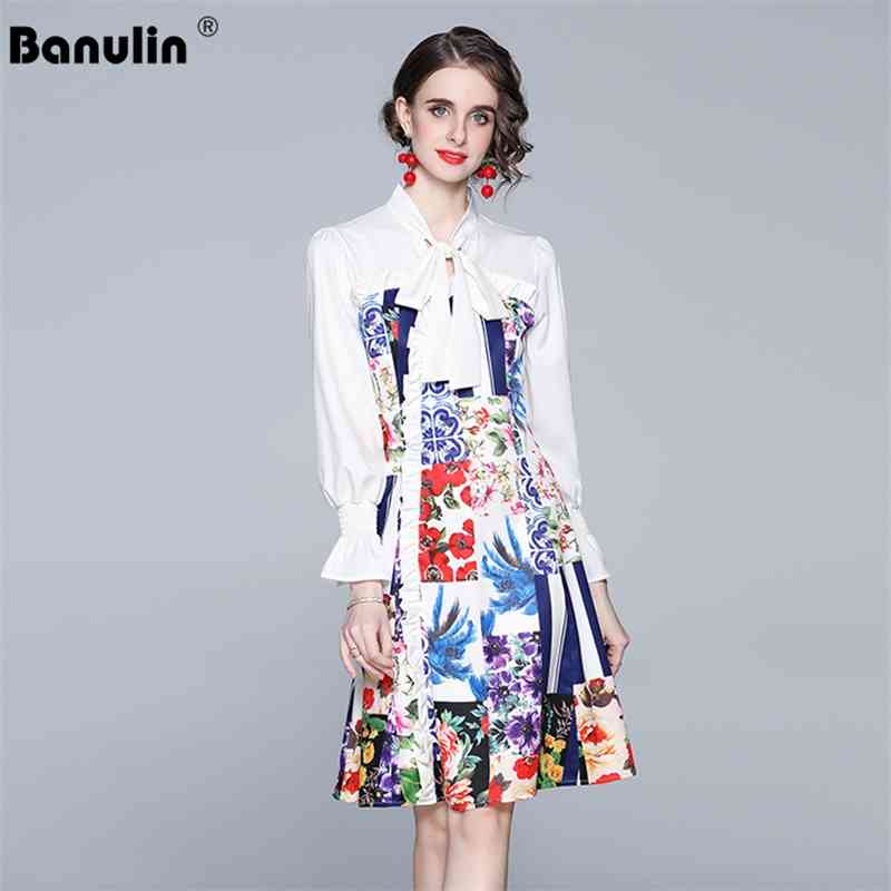 Banulin Spring Women Fashion Designer Sweet Short Dress Bow Collar Flare Sleeve Ruched Ruffles Splicing Floral Print 210603, White
Banulin Spring Women Fashion Designer Sweet Short Dress Bow Collar Flare Sleeve Ruched Ruffles Splicing Floral Print 210603, White